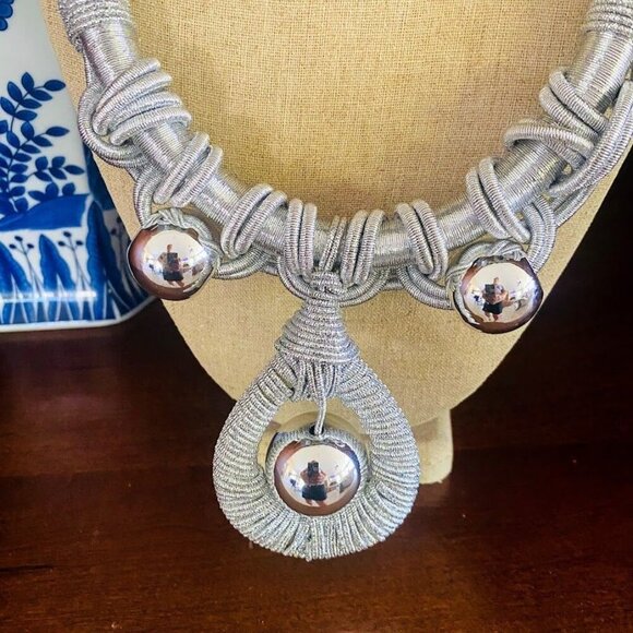 Jennifer & Co. Silver Tribal Ethnic Necklace With Bold Metallic Beads - Picture 4 of 6